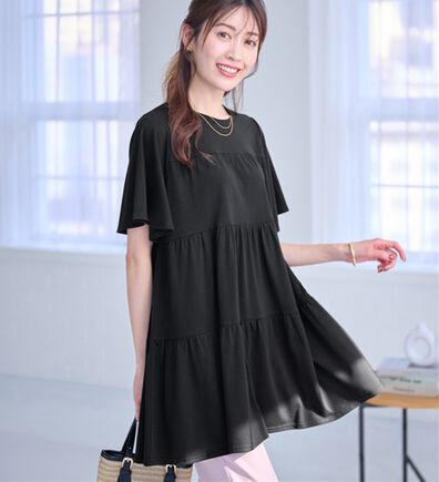 alotta（アロッタ）の「楽に可愛く！ふんわり綿混ティアードチュニック（チュニック）」