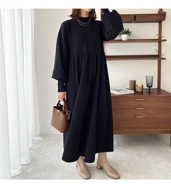 GeeRA（ジーラ）の「フィット＆フレアーニットワンピース（ニットワンピース）」｜詳細画像