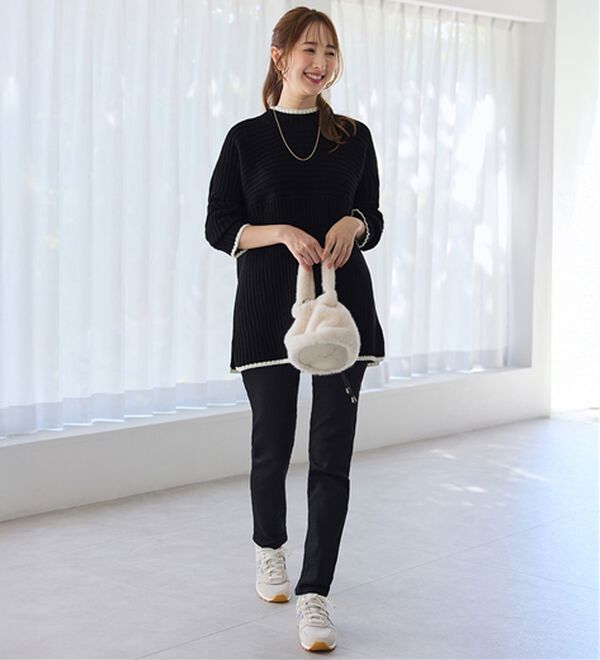 alotta（アロッタ）の「パチパチしにくい！洗えるリブ切替配色ニットプルオーバー（ニット・セーター）」｜詳細画像