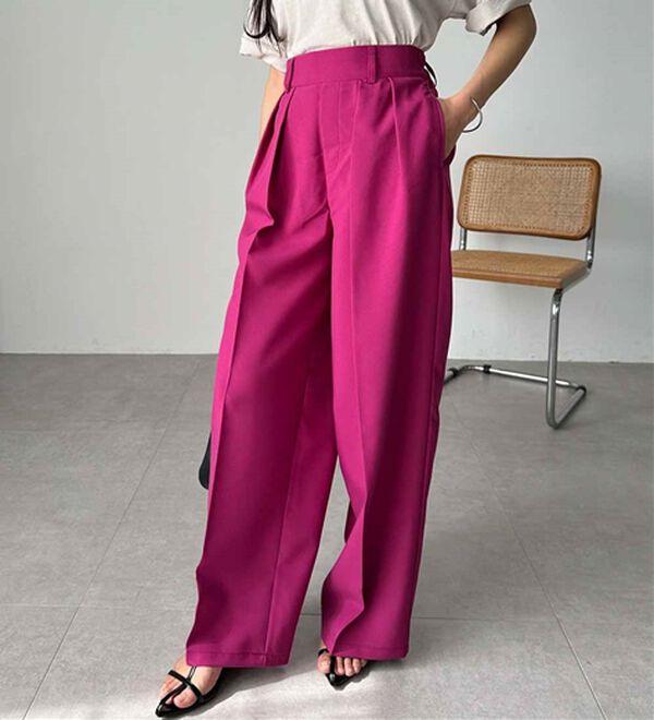 RANAN（ラナン）の「【選べる股下】きれい見え２タックワイドスラックス（ワイドパンツ・ガウチョ）」｜詳細画像