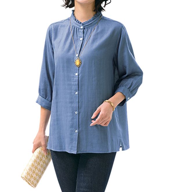 ルフラン（ルフラン）の「選べる！夏色ダブルガーゼブラウス（ブラウス）」｜デニム調