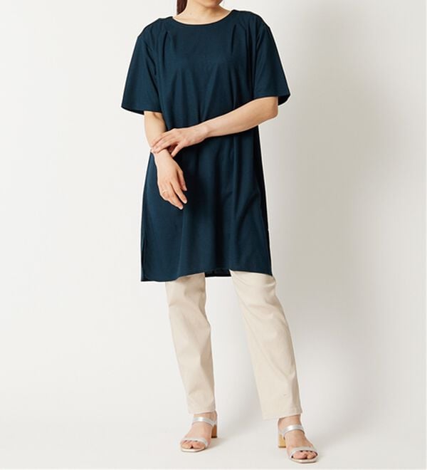 BELLUNA（ベルーナ）の「【接触冷感】かのこ素材タックデザインチュニックワンピース（その他ワンピース）」｜詳細画像