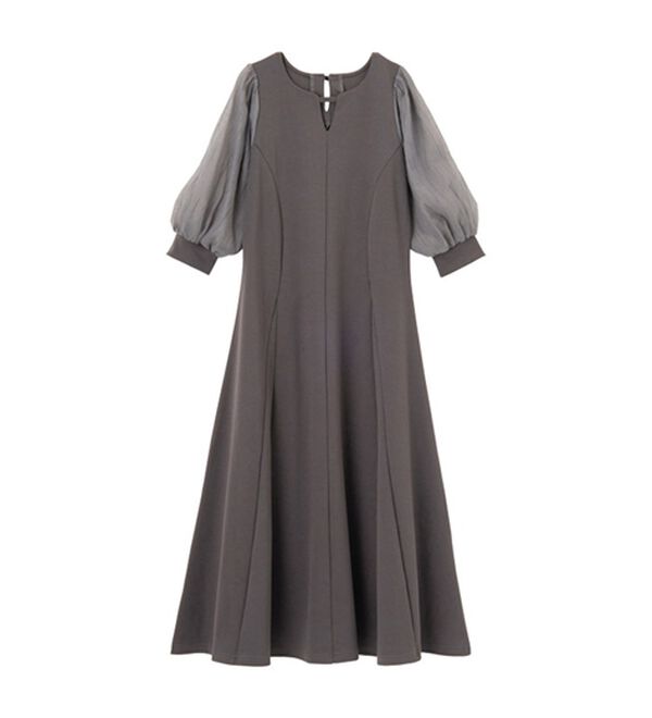 GeeRA（ジーラ）の「袖楊柳シアー美ラインワンピース（カットソーワンピース）」｜詳細画像