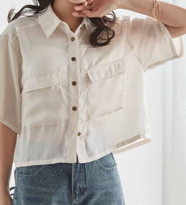 RANAN（ラナン）の「ダブルポケットショートシャツ（シャツ）」｜詳細画像