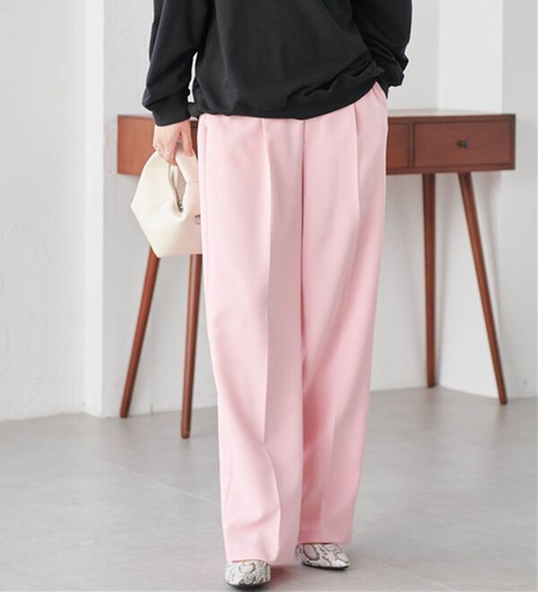 RANAN（ラナン）の「【選べる２丈】機能付！美脚シルエットセンタープレスワイドパンツ（フルレングスパンツ）」｜詳細画像