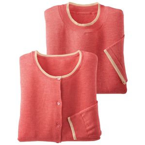 BELLUNA（ベルーナ）の「洗える！綿タッチ素材カーディガンアンサンブル（アンサンブル）」｜テラコッタ