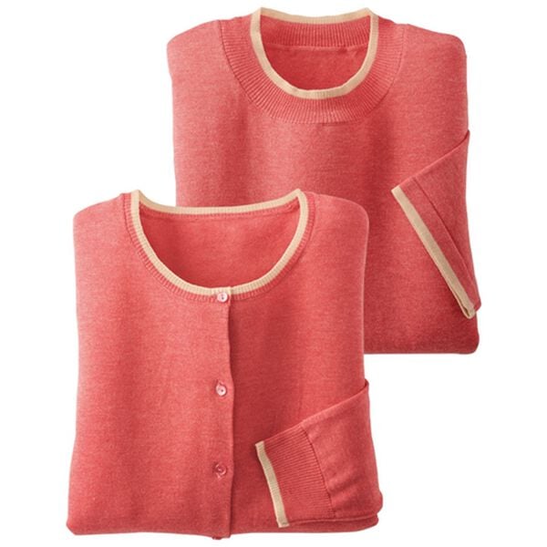 BELLUNA（ベルーナ）の「洗える！綿タッチ素材カーディガンアンサンブル（アンサンブル）」｜テラコッタ