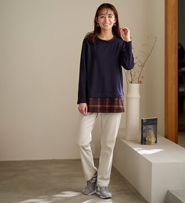 BELLUNA（ベルーナ）の「まるで着る毛布！静電防止付裏ファー重ね着風プルオーバー（カットソー）」｜詳細画像