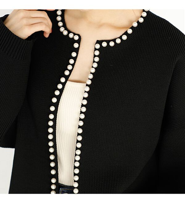 GeeRA（ジーラ）の「パール付ニットカーディガン（ニットカーディガン）」｜詳細画像