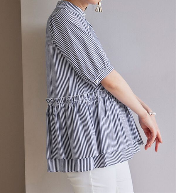 RANAN（ラナン）の「５分袖ペプラムギャザーブラウス（ブラウス）」｜詳細画像