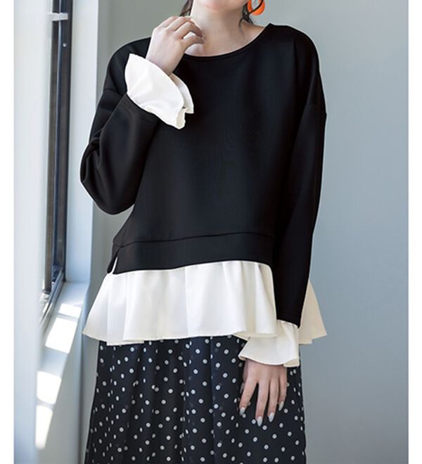 RANAN（ラナン）の「＜ＨＳ＞重ね着風配色フリルプルオーバー（カットソー）」｜詳細画像