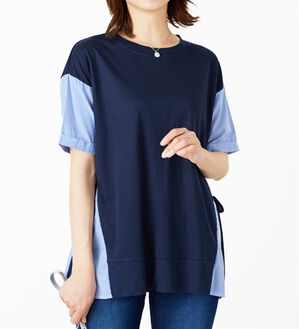 BELLUNA（ベルーナ）の「サイドリボン切替デザインプルオーバー（カットソー）」｜ネイビー系