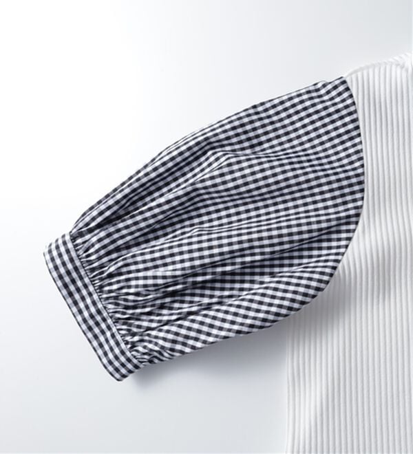 BELLUNA（ベルーナ）の「衿付きVネック異素材切替チュニック（チュニック）」｜詳細画像