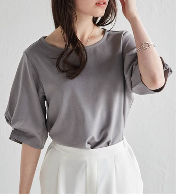 RANAN（ラナン）の「【ひんやり】袖タックデザインきれい見えブラウス（ブラウス）」｜詳細画像