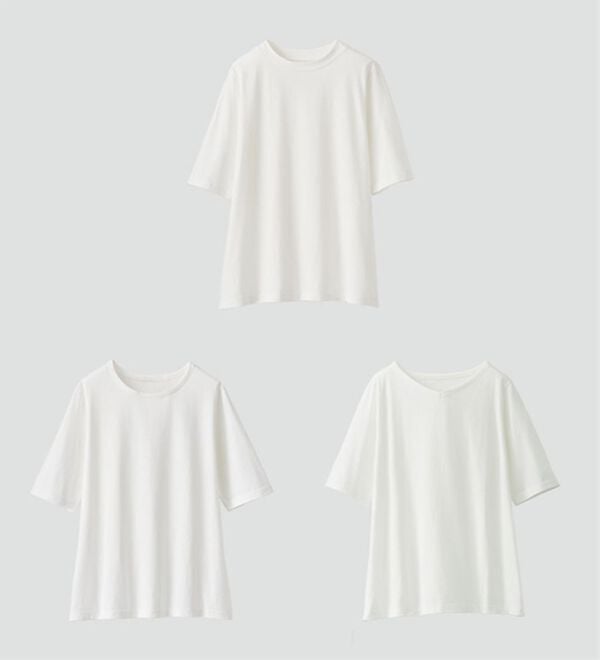 BELLUNA（ベルーナ）の「綿１００％抗菌防臭汗ジミ対策プルオーバー（カットソー）」｜オフ白