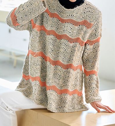 BELLUNA（ベルーナ）の「変化透かし編デザインニットチュニック（チュニック）」