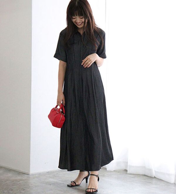 Pierrot（ピエロ）の「上品見えウエストタックシャツワンピース（カットソーワンピース）」｜詳細画像