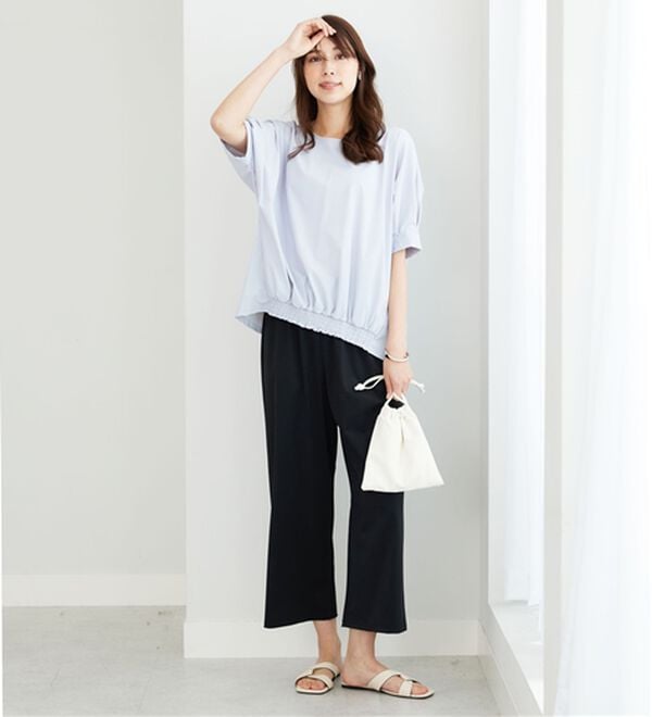 BELLUNA（ベルーナ）の「ヒンヤリ爽快！裾ギャザープルオーバー（カットソー）」｜詳細画像