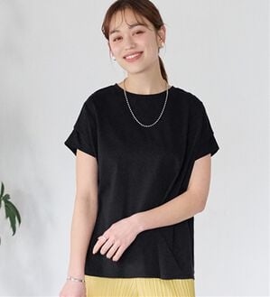 Viola e Viola（ヴィオラ エ ヴィオラ）の「脱普通！すっきり見え大人の上品Ｔシャツ（Tシャツ）」｜ブラック