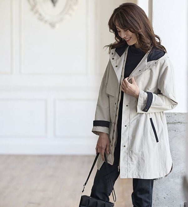 BELLUNA（ベルーナ）の「おしゃれの主役！蓄熱中わたベスト付配色コート（ハーフコート）」｜詳細画像