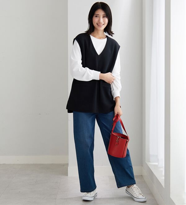 BELLUNA（ベルーナ）の「静電気防止インナー付Ｖネックベストアンサンブル（アンサンブル）」｜詳細画像