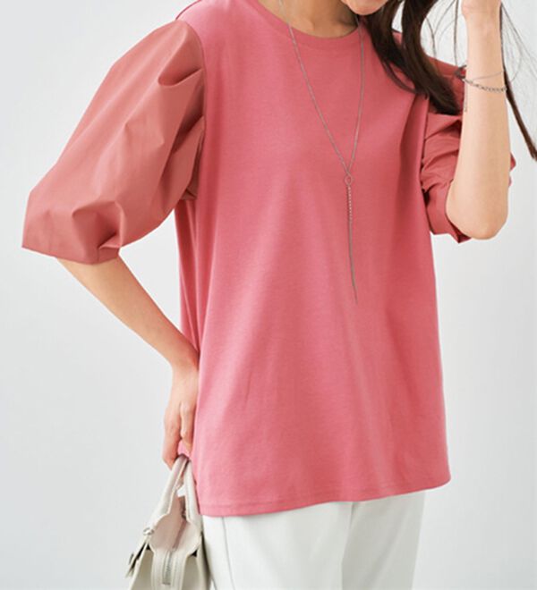 BELLUNA（ベルーナ）の「脱Ｔシャツ！ふわっとした袖がかわいいプルオーバー（カットソー）」｜ピンク