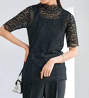 BELLUNA（ベルーナ）の「脱Ｔシャツレースインナー（ブラウス）」｜ブラック