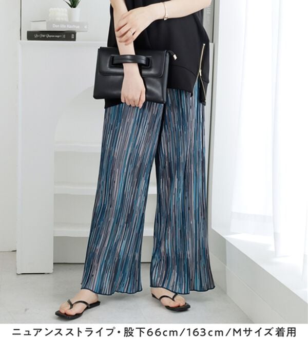 Viola e Viola（ヴィオラ エ ヴィオラ）の「着心地楽ちん！さらっと軽やかプリーツパンツ（フルレングスパンツ）」｜詳細画像