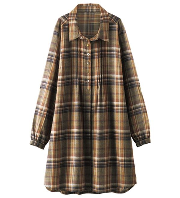 BELLUNA（ベルーナ）の「多ボタン使いチェック柄シャツチュニック（チュニック）」｜詳細画像