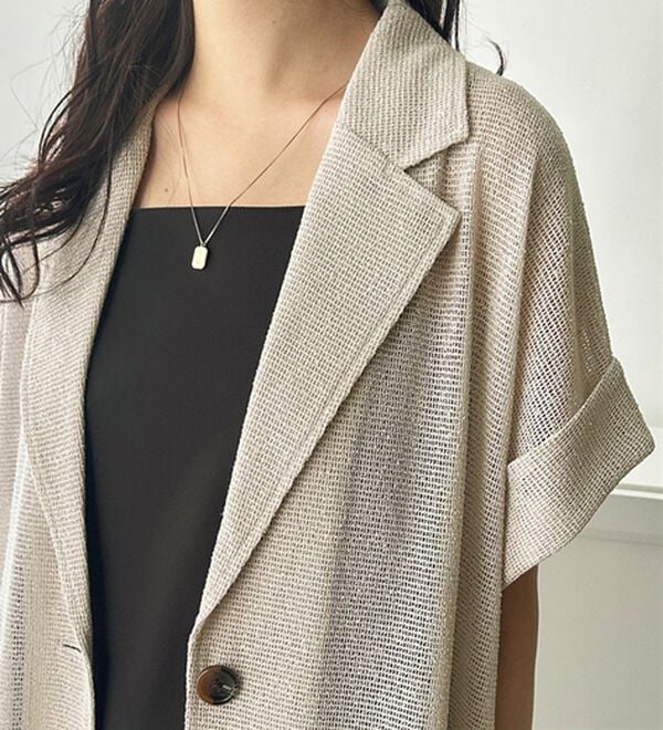 GeeRA（ジーラ）の「メッシュフレンチスリーブテーラードジャケット（テーラードジャケット）」｜詳細画像