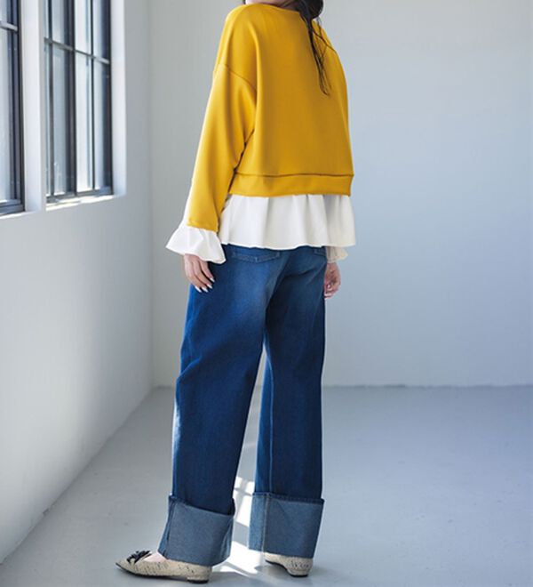 RANAN（ラナン）の「＜ＨＳ＞重ね着風配色フリルプルオーバー（カットソー）」｜詳細画像