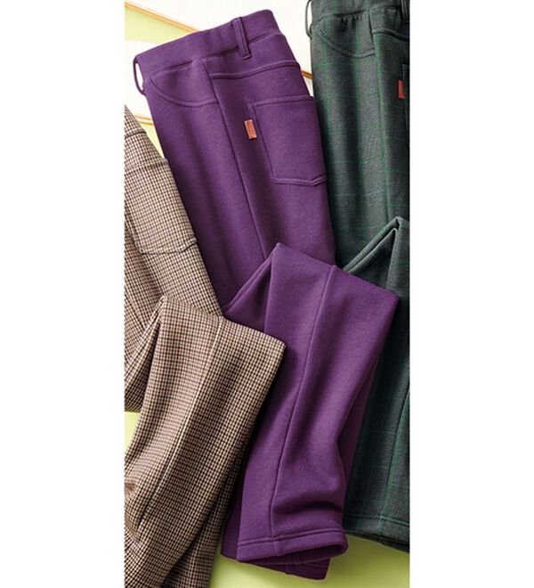 ルフラン（ルフラン）の「ピッタリしない裏側毛布な美脚パンツ（フルレングスパンツ）」｜パープル