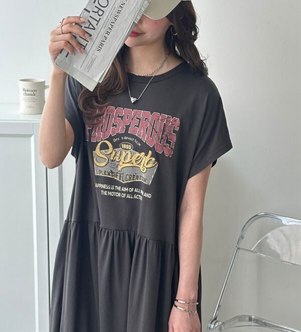 GeeRA（ジーラ）の「ピグメント風ティアードプリントＴシャツワンピース（カットソーワンピース）」｜詳細画像