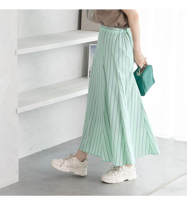 GeeRA（ジーラ）の「マルチストライプフレアースカート（ロングスカート）」｜詳細画像