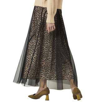 RANAN（ラナン）の「アニマル柄チュールレイヤードスカート（ロングスカート）」｜ブラウンレオパード