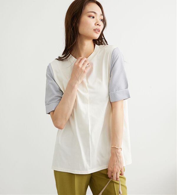 BELLUNA（ベルーナ）の「異素材切替タック使いプルオーバー（カットソー）」｜詳細画像