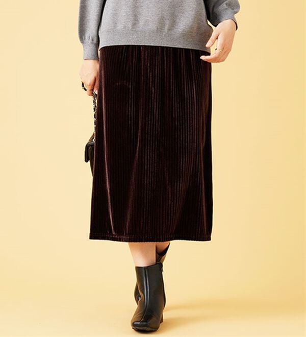 BELLUNA（ベルーナ）の「ベロア素材ナロースカート（ロングスカート）」｜詳細画像