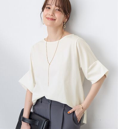 Viola e Viola（ヴィオラ エ ヴィオラ）の「ひんやり細見え！デザイン袖トップス（カットソー）」