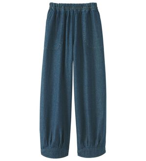 BELLUNA（ベルーナ）の「デニム素材デザインバルーンパンツ（ワイドパンツ・ガウチョ）」｜ネイビー