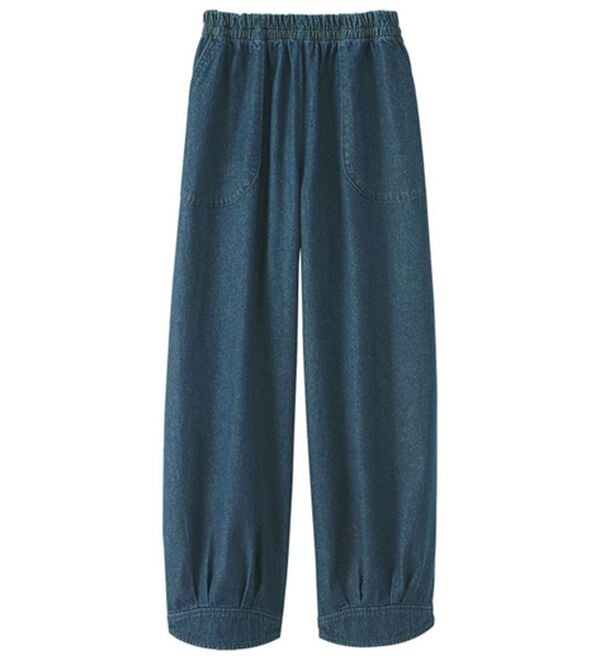 BELLUNA（ベルーナ）の「デニム素材デザインバルーンパンツ（ワイドパンツ・ガウチョ）」｜ネイビー
