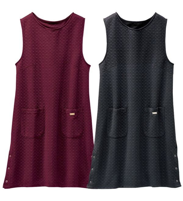 BELLUNA（ベルーナ）の「【２枚組】千鳥柄キルトジャカードジャンパースカート（ジャンパースカート）」｜詳細画像