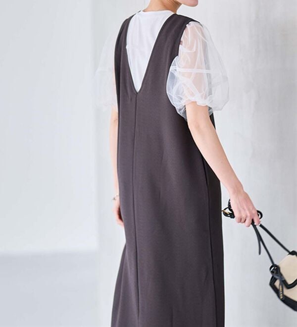 RANAN（ラナン）の「【ひんやり】チュールレイヤードパフスリーブTシャツ（カットソー）」｜詳細画像