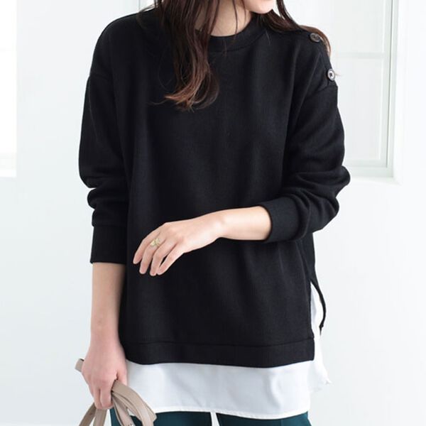 BELLUNA（ベルーナ）の「肩ボタン布帛切替チュニック（チュニック）」｜詳細画像