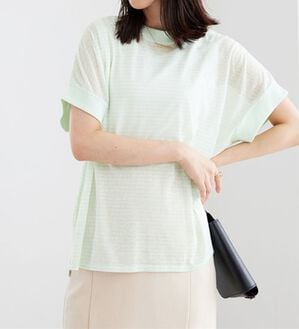 BELLUNA（ベルーナ）の「【２点セット】シアーボーダープルオーバーアンサンブル（アンサンブル）」｜ミント系