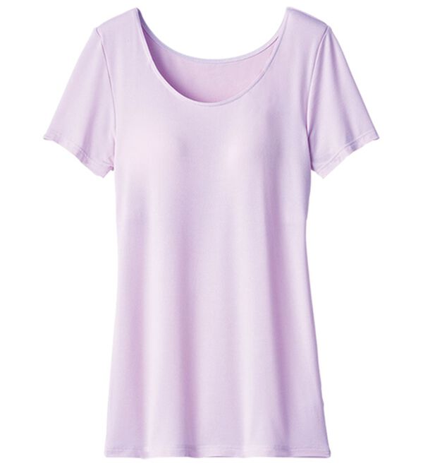 LAVIENNE（ラヴィエンヌ）の「＜さらりラボ＞カップ付半袖インナー（ブラトップ・カップ付きインナー）」｜ラベンダー