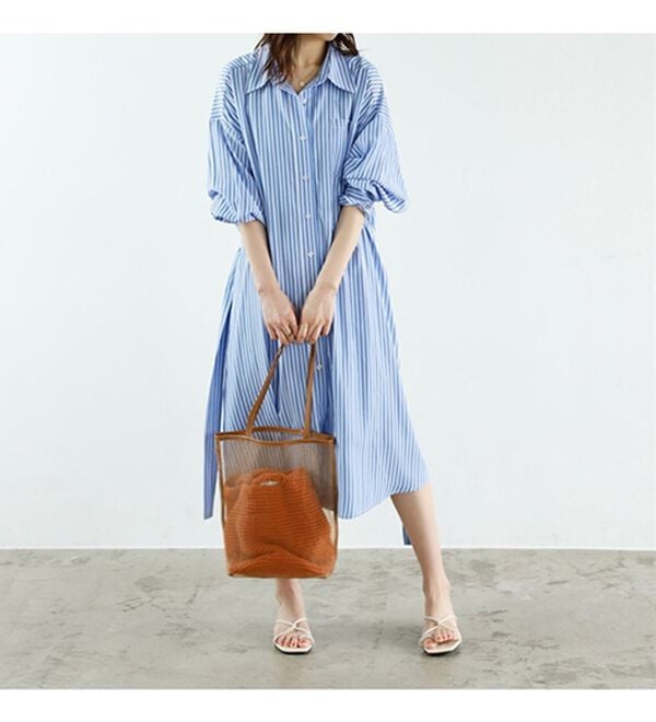 GeeRA（ジーラ）の「ミディ丈シャツワンピース（シャツワンピース）」｜詳細画像