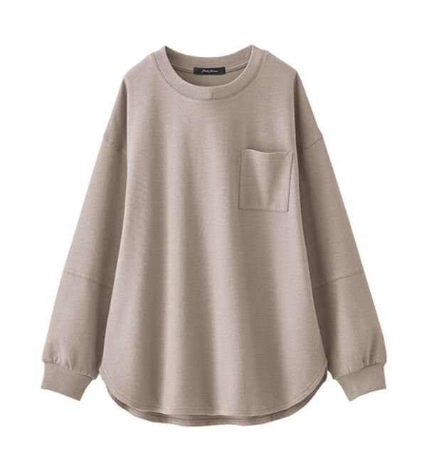 BELLUNA（ベルーナ）の「吸湿発熱ポンチ素材袖切替プルオーバー（カットソー）」｜詳細画像