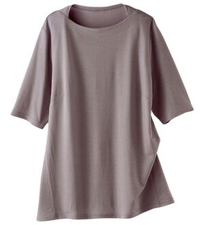 BELLUNA（ベルーナ）の「テンセル（ＴＭ）繊維ストレッチボートネックプルオーバー（カットソー）」｜ローズグレー