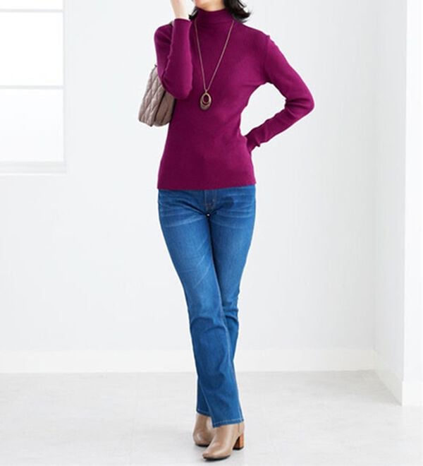 BELLUNA（ベルーナ）の「リブニットタートルプルオーバー（ニット・セーター）」｜詳細画像