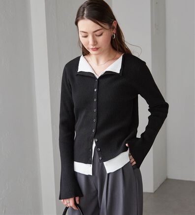 RANAN（ラナン）の「レイヤード配色ニットカーディガン（ニットカーディガン）」